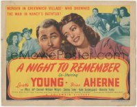 4w0238 NIGHT TO REMEMBER TC 1942 Brian Aherne & Loretta Young, Murder in Greenwich Village!