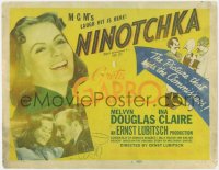 4w0239 NINOTCHKA TC R1948 Greta Garbo, Melvyn Douglas, Ernst Lubitsch, Al Hirschfeld art!