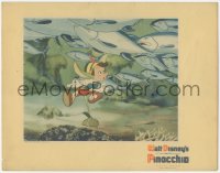 4w0726 PINOCCHIO LC 1940 Disney classic cartoon, close up swimming with fish inside whale!