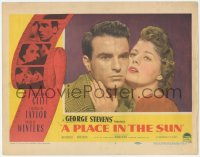 4w0728 PLACE IN THE SUN LC #1 1951 romantic close up of Montgomery Clift & Shelley Winters!