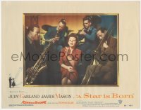 4w0784 STAR IS BORN LC #3 1954 great portrait of Judy Garland singing with band members!