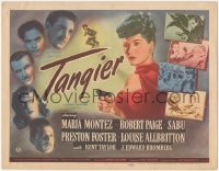 4w0301 TANGIER TC 1946 art of sexy Maria Montez with gun in the city of 1,000 sins, rare!