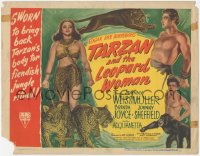 4w0303 TARZAN & THE LEOPARD WOMAN TC 1946 art of Johnny Weissmuller & Acquanetta with jungle cats!