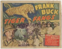 4w0315 TIGER FANGS TC 1943 Frank Buck, June Duprez, great art of big cat & elephants!