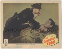 4w0848 UNWRITTEN CODE LC 1944 close up of Tom Neal in death struggle with Nazi officer!