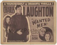 4w0336 WANTED MEN TC 1936 young gangster Charles Laughton helps Dorothy Gish escape, ultra rare!