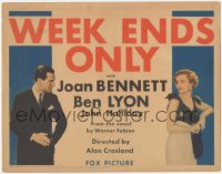 4w0337 WEEK ENDS ONLY TC 1932 sexy Joan Bennett looking at Ben Lyon, pre-Code love triangle!