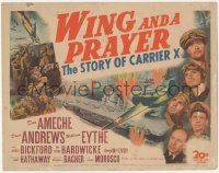 4w0341 WING & A PRAYER TC 1944 Don Ameche, Dana Andrews, cool World War II naval battle art!