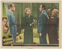4w0886 WOMAN IN GREEN LC 1945 Basil Rathbone as Sherlock Holmes w/ Hillary Brooke & Henry Daniell!