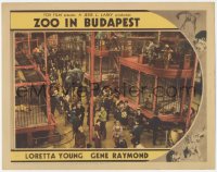 4w0900 ZOO IN BUDAPEST LC 1933 overhead image of people by wild animals in cages & loose elephant!
