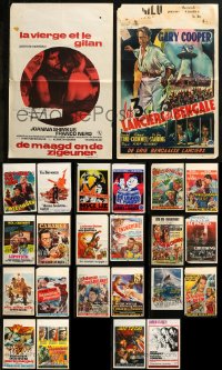 4x1003 LOT OF 24 FORMERLY FOLDED BELGIAN POSTERS 1950s-1970s a variety of cool movie images!