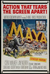 4x0238 LOT OF 9 FOLDED MAYA ONE-SHEETS 1966 Clint Walker, action that tears the screen apart!