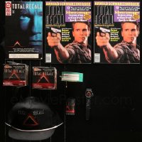 4x0007 LOT OF 9 TOTAL RECALL MOVIE PROMO ITEMS 1990 comic book, trading cars, hat, watch & more!