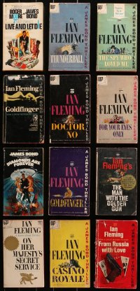 4x0462 LOT OF 12 JAMES BOND PAPERBACK BOOKS 1960s-1970s Doctor No, Goldfinger, Thunderball & more!