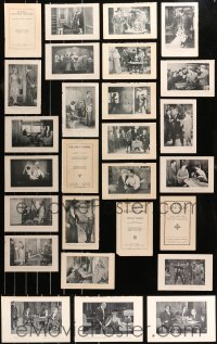 4x0959 LOT OF 27 CUT BOOK PAGES FROM SILENT FILM MOVIE EDITION BOOKS 1920s great scenes w/captions!