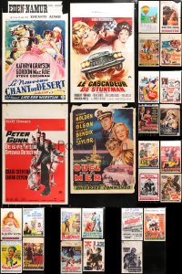 4x0998 LOT OF 27 FORMERLY FOLDED BELGIAN POSTERS 1950s-1970s great images from a variety of movies!