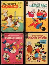 4x0351 LOT OF 4 WALT DISNEY COMIC BOOKS 1940s-1960s Donald Duck, Mickey Mouse, Beagle Boys!