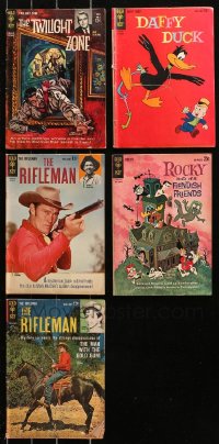4x0349 LOT OF 5 GOLD KEY COMIC BOOKS 1960s Twilight Zone, Daffy Duck, Rifleman, Rocky & Bullwinkle!