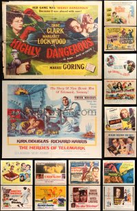 4x1074 LOT OF 23 FORMERLY FOLDED HALF-SHEETS 1940s-1970s great images from a variety of movies!