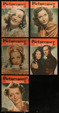 4x0666 LOT OF 5 PICTUREGOER ENGLISH MOVIE MAGAZINES 1939-1941 filled with great images & articles!