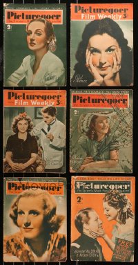4x0657 LOT OF 6 PICTUREGOER ENGLISH MOVIE MAGAZINES 1938-1941 filled with great images & articles!