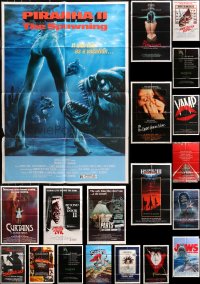 4x0222 LOT OF 22 FOLDED HORROR/SCI-FI ONE-SHEETS 1980s a great variety of scary movie images!