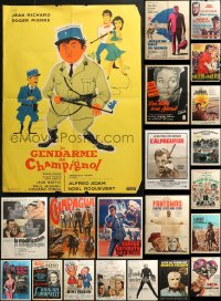 4x1180 LOT OF 23 FORMERLY FOLDED 23X32 FRENCH POSTERS 1950s-1970s a variety of movie images!