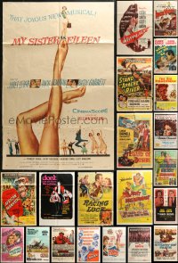 4x0207 LOT OF 38 FOLDED ONE-SHEETS 1940s-1960s great images from a variety of different movies!