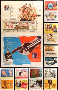 4x1072 LOT OF 25 FORMERLY FOLDED HALF-SHEETS 1940s-1960s great images from a variety of movies!