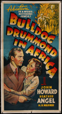 4y0006 BULLDOG DRUMMOND IN AFRICA Other Company linen 3sh 1938 John Howard, Heather Angel, ultra rare!
