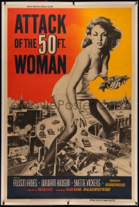 4y0002 ATTACK OF THE 50 FT WOMAN linen 40x60 1958 great Brown art of giant Allison Hayes, ultra rare!