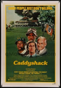 4y0047 CADDYSHACK linen 1sh 1980 Chevy Chase, Bill Murray, Rodney Dangerfield, golf comedy classic!