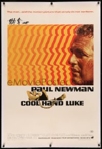 4y0057 COOL HAND LUKE linen 1sh 1967 Paul Newman prison escape classic, cool art by James Bama!