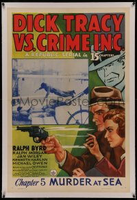 4y0065 DICK TRACY VS. CRIME INC. linen chapter 5 1sh 1941 art of detective Ralph Byrd, Murder at Sea!