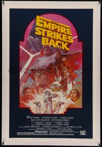 4y0073 EMPIRE STRIKES BACK linen studio style 1sh R1982 George Lucas sci-fi classic, art by Tom Jung!