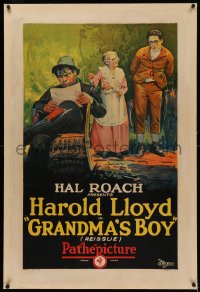 4y0092 GRANDMA'S BOY linen style B1sh R1920s art of Harold Lloyd & granny Anna Townsend, rare!