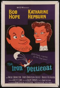4y0109 IRON PETTICOAT linen 1sh 1956 great art of Bob Hope & Katharine Hepburn hilarious together!