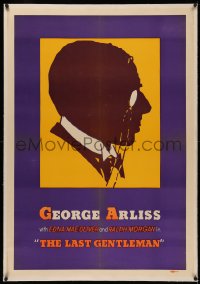 4y0119 LAST GENTLEMAN linen 1sh 1934 cool silhouette art of George Arliss w/monocle, ultra rare!