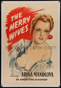 4y0139 MERRY WIVES linen 1sh 1940 stone litho of pretty Adina Mandlova, adventure in ecstasy, rare!