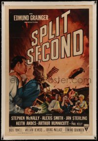 4y0195 SPLIT SECOND linen 1sh 1953 art of Stephen McNally kissing Alexis Smith, Dick Powell noir!