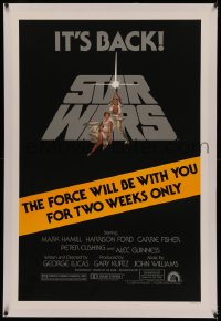 4y0200 STAR WARS linen studio style 1sh R1981 Tom Jung art, force is with you for two weeks only!
