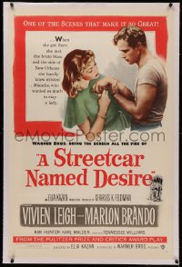 4y0206 STREETCAR NAMED DESIRE linen 1sh 1951 Marlon Brando & Vivien Leigh, Elia Kazan classic, rare!