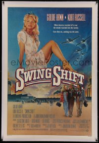 4y0207 SWING SHIFT linen 1sh 1984 sexy full-length Goldie Hawn, Kurt Russell, great art by Chorney!