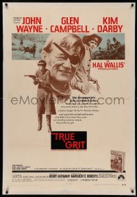 4y0218 TRUE GRIT linen int'l 1sh 1969 John Wayne as Rooster Cogburn, Kim Darby, Glen Campbell
