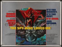 4z0088 SPY WHO LOVED ME linen British quad 1977 Peak art of Roger Moore as James Bond & Barbara Bach!