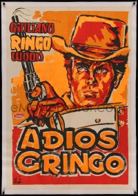 4z0071 ADIOS GRINGO linen Colombian poster 1966 dayglo art of Giuliano Gemma, spaghetti western, rare!
