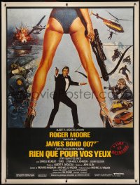 4z0022 FOR YOUR EYES ONLY linen French 1p 1981 art of Roger Moore as James Bond by Brian Bysouth!