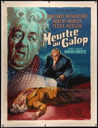 4z0025 MURDER AT THE GALLOP linen French 1p 1964 great Roger Soubie art of Margaret Rutherford!