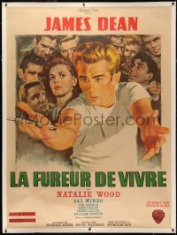 4z0026 REBEL WITHOUT A CAUSE linen French 1p R1963 Nicholas Ray, Mascii art of James Dean, ultra rare!