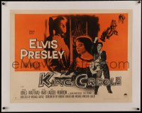 4z0084 KING CREOLE linen style B 1/2sh 1958 Elvis Presley with guitar & sexy Carolyn Jones, rare!